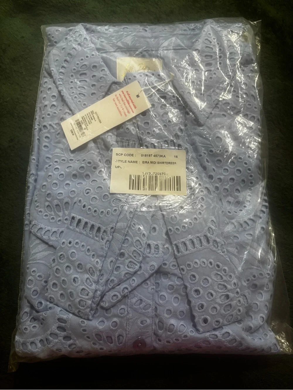 NWT 16 Lilly Pulitzer Eira Eyelet Midi Shirtdress dress In Jacaranda blue. - Picture 4 of 5